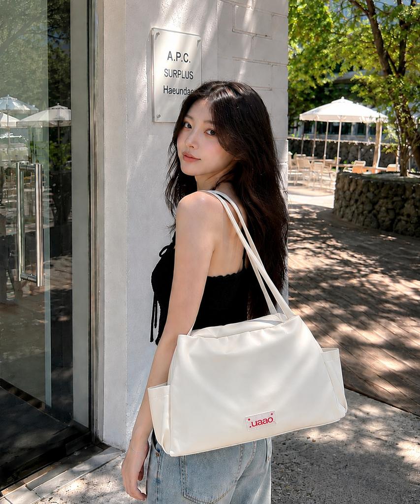 Uaao Open Vegan Leather Bobusang Shoulder Bag (Ivory)