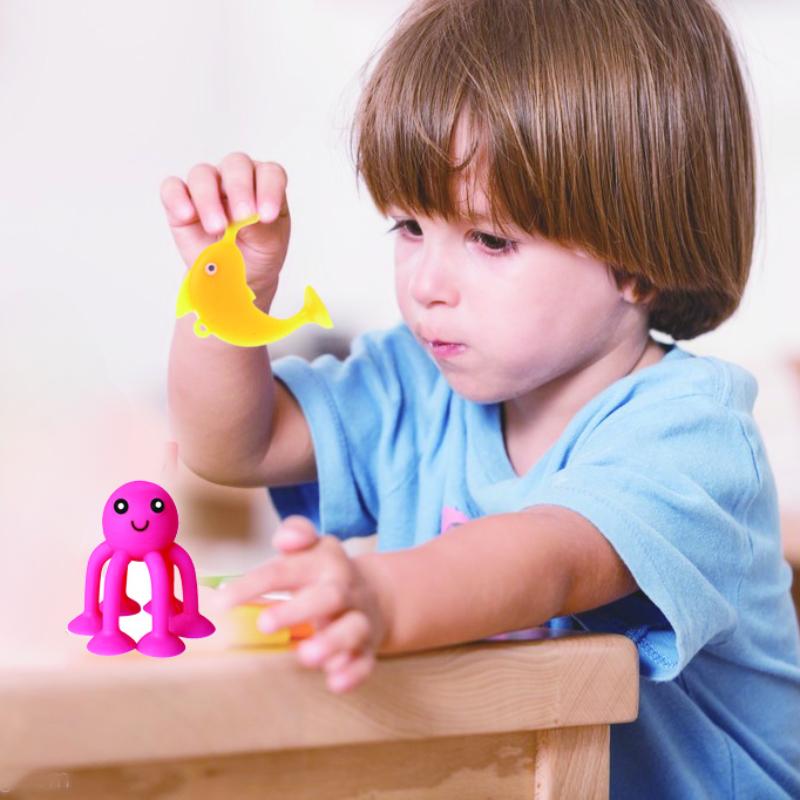 Rubber Baby Bath Toddle Toys Ocean Animal Suction Cup Bath Pool Baby Sharks Toys Parent-Child Interaction Educataional Toy