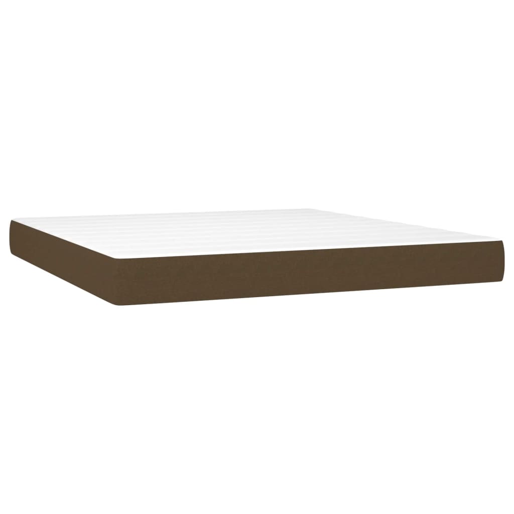 Box Spring Bed with Mattress Dark Brown 160 X 200 Cm Fabric