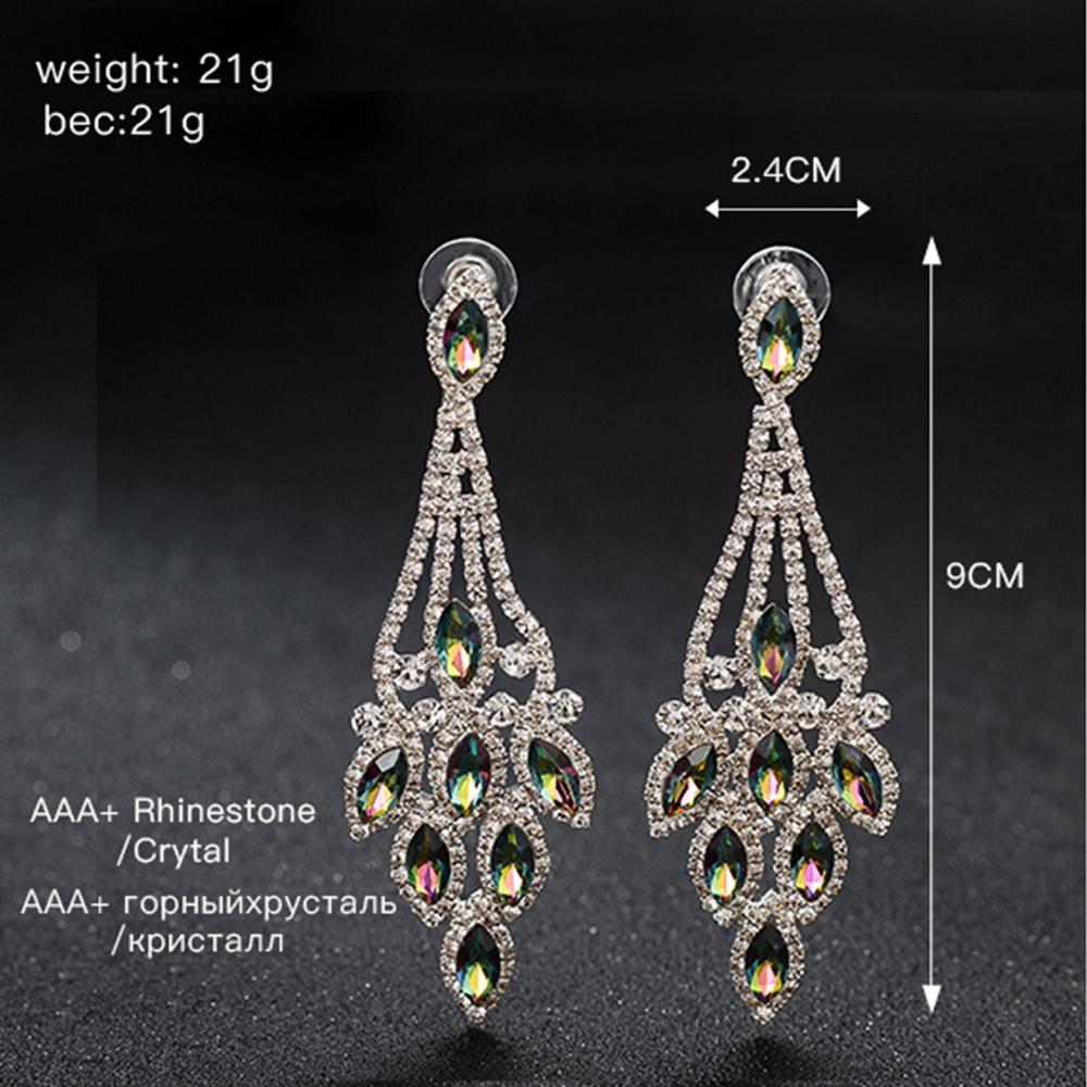Anniversary Bling Bling Multicolor Water Drop Wedding Party Fine Jewelry Women Long Dangle Earrings AVE