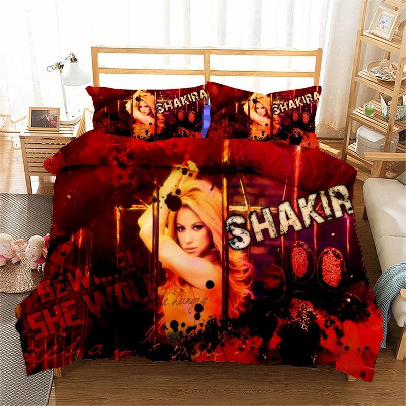 Sängerin Shakira Bettwäsche-Sets Exquisites Bettwaren-Set Bettbezug Steppbett-Set Bettwäsche-Set Luxuriöses Geburtstagsgeschenk Heimtextilien