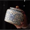 Ceramic Tea Leaf Jar Blue and White Porcelain Candy Jar Multifunctional Home Coffee Bean Nut Herb Storage Box Home Decoration