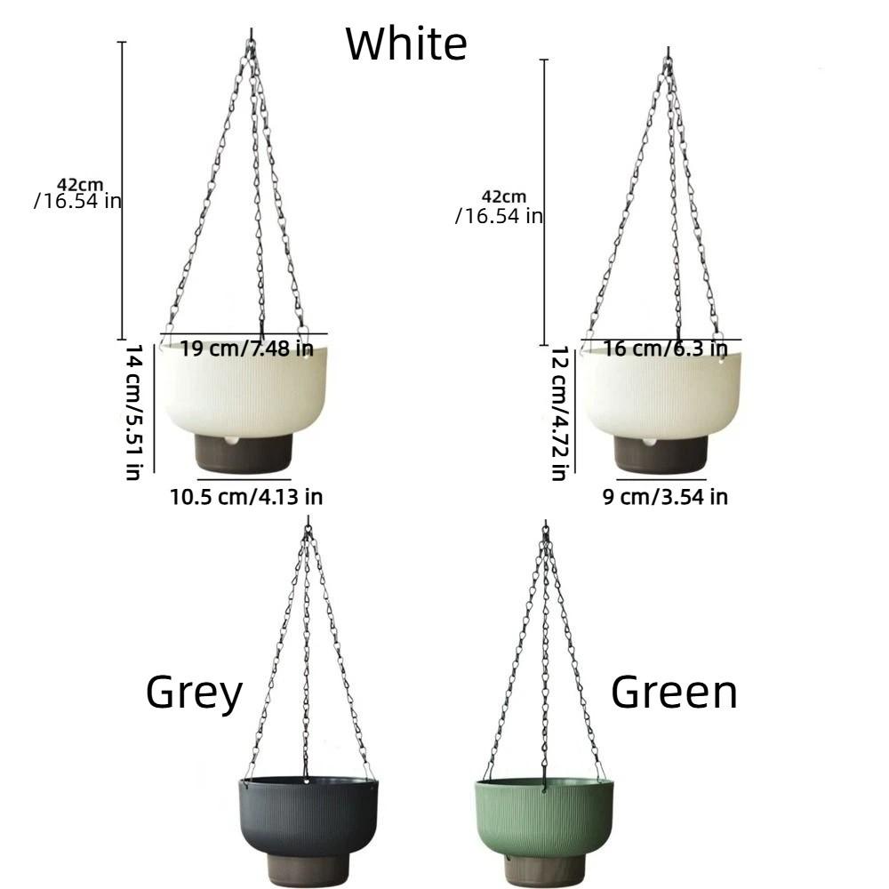 Thickened Self Watering Hanging Planters Drainage Large Capacity Hanging Flower Pots Detachable Base Chain Hooks