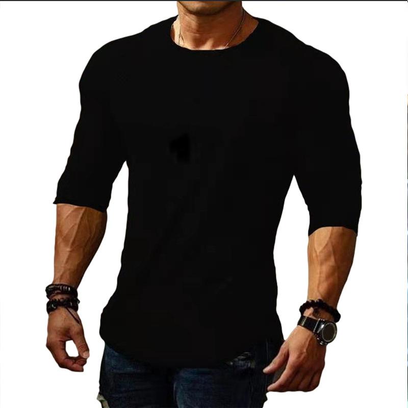 İlkbahar ve Sonbahar Yeni Yuvarlak Yaka Uzun Kollu Spor Düz Renk Erkek Slim Fit Genç Tişört