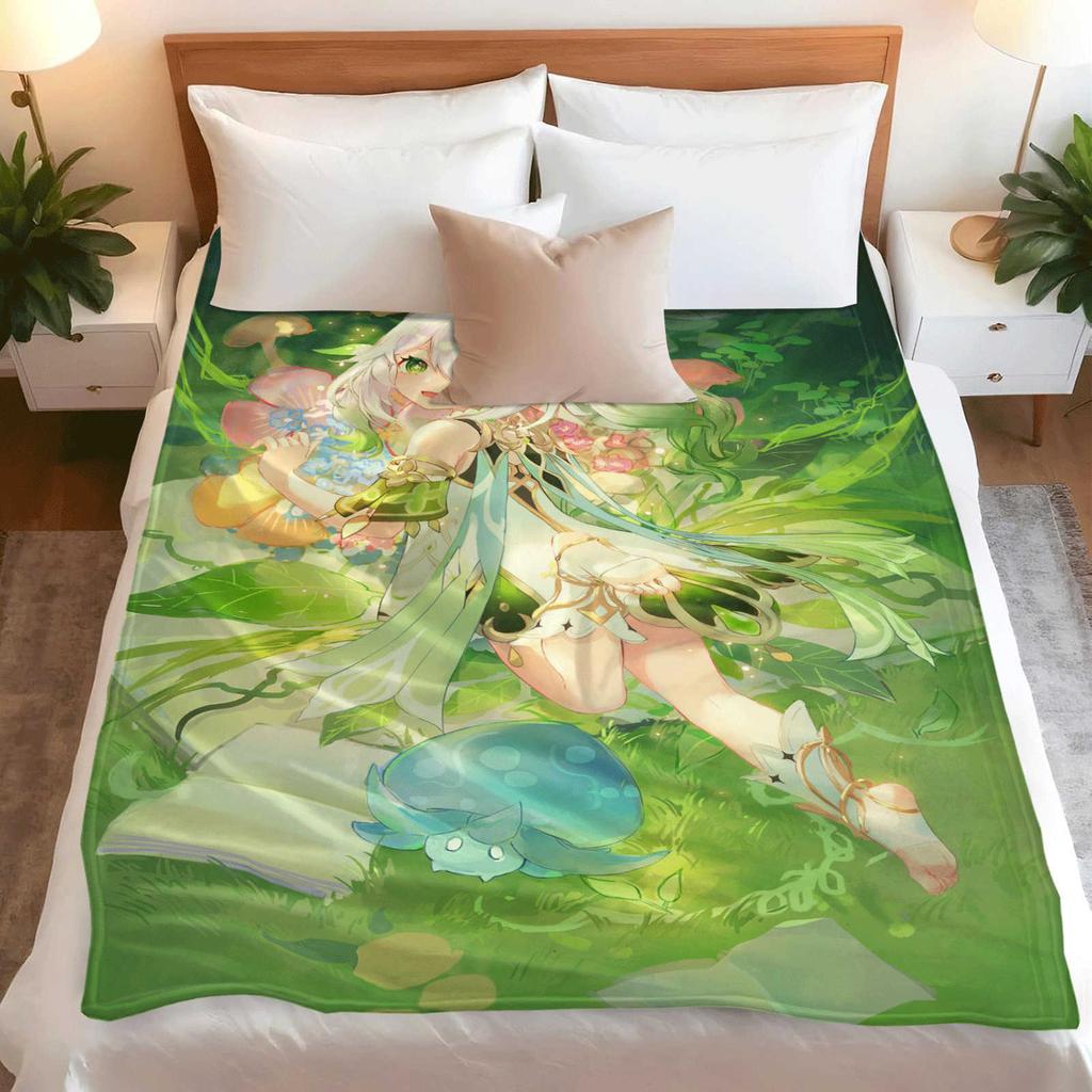 Spiel Genshin Impact Nahida Grüne Flanelldecke Decke Wärme Weich Anime-Decke Multifunktionale Dekoration Zuhause Universelle Decken