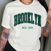 Brooklyn Buchstaben-Print Rundhals Unisex T-Shirt Lässig Kurzarm Überschnittene Schultern Top Tees WoUnisex Kleidung