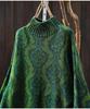 Vintage Ethnic Print Women's Half High Collar Plus Size Loose Knit Sweater for Autumn/Winter
