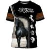 T-shirt à manches courtes pour homme 2024 T-shirt imprimé 3D cheval T-shirt ample à col rond T-shirt décontracté à manches courtes Vêtements pour homme S-5XL
