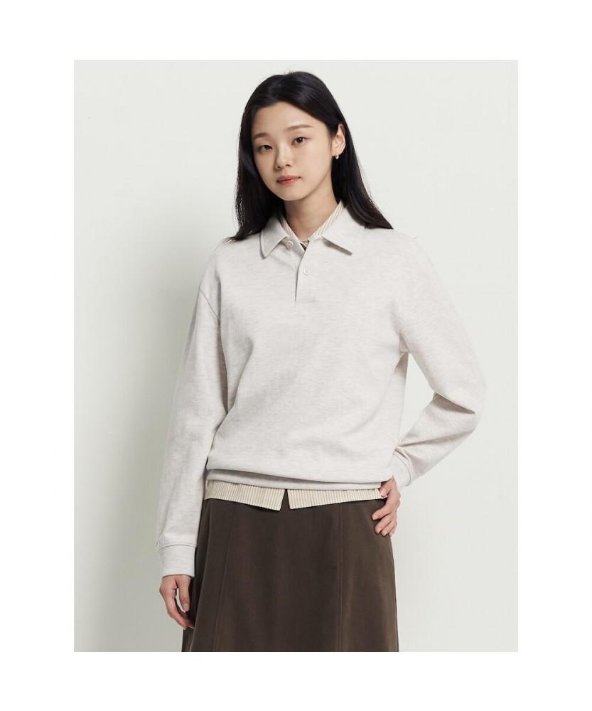 Binpolmen Double Knit Collared Sweatshirt Ivory
