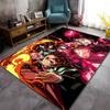 Anime Samurai Carpet Mat Rug Flame Water Effects Dynamic Character Home Decoration Vibrant Action Style Floor Mat Bedroom Carpet