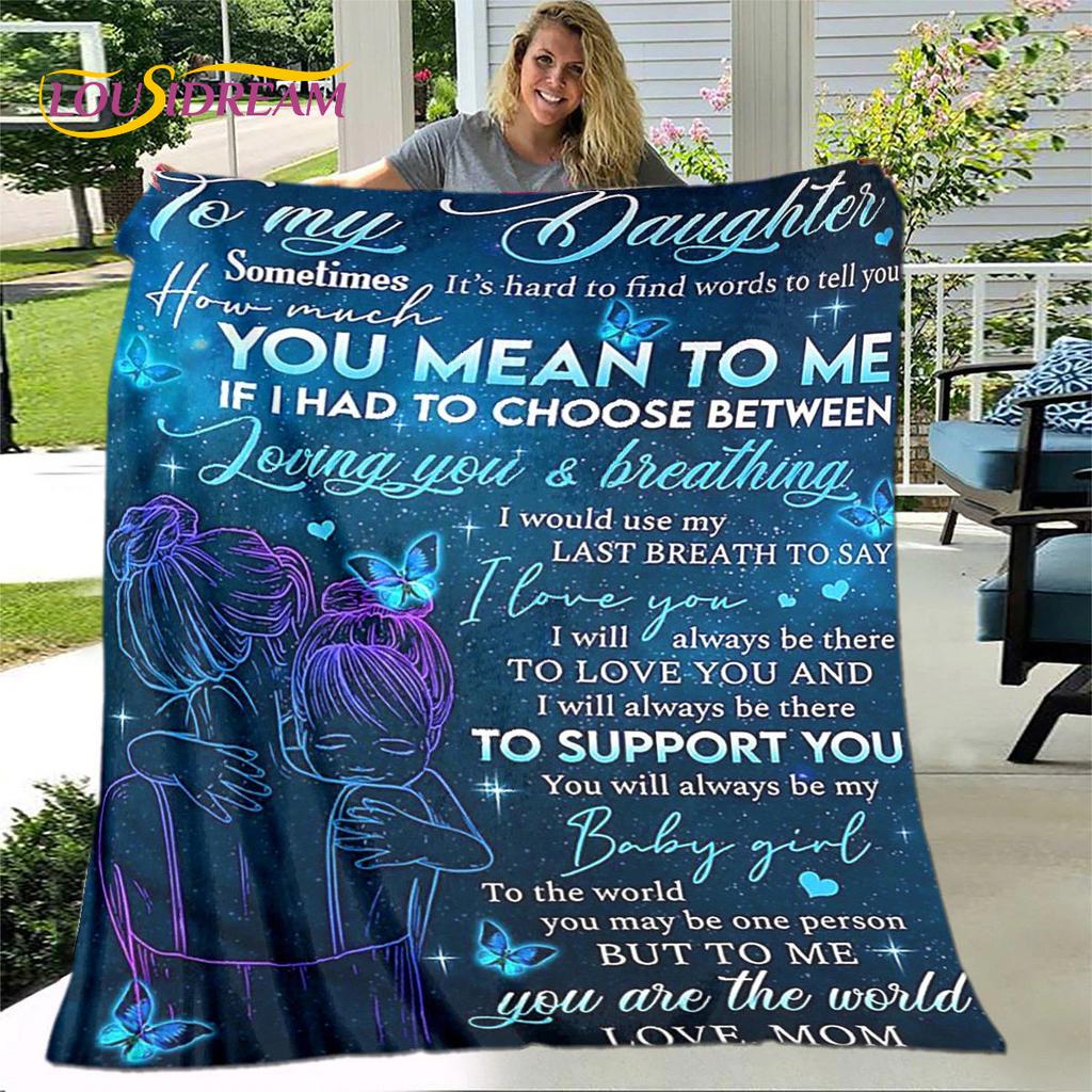 To My Daughter Plush Butterfly Quilt Blanket,Flannel Blanket Throw Blanket for Living Room Bedroom Bed Sofa Gift for Daughter