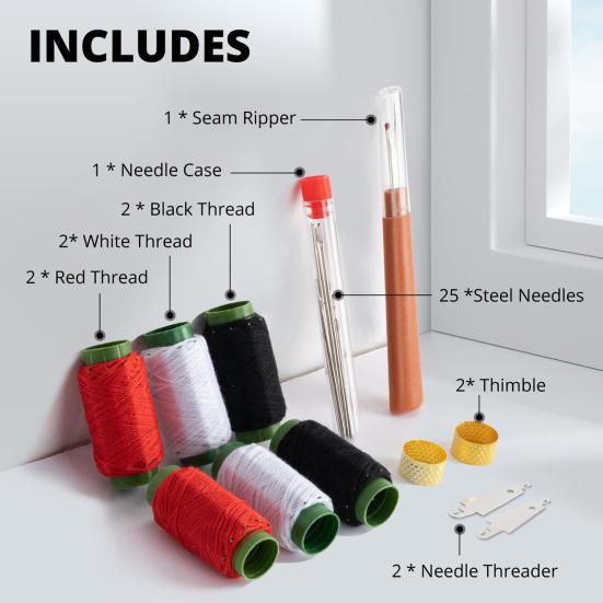 37 Delen/Set Naalden met Groot Oog Handnaaiset Roestvrijstalen Naalden met Naadopener Naaldinrijgers Gekleurde Garen Assortiment Vingerhoeden