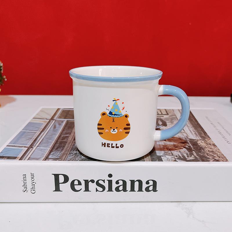 Geburtstagsgeschenk Cartoon Niedlicher Tiger Geburtstagshut Souvenir 100-Tage-Bankett-Geschenk Keramiktasse Kindertasse