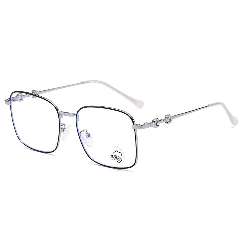 Retro Metal Box Anti-Blue Light Glasses Show Thin And Large Frame Flat Light Mirror Plain Light Mirror