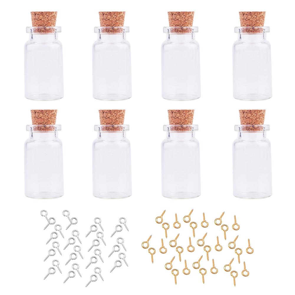 8PCS Mini Glass Bottle Small Tiny Clear Cork Jar Cork Glass Bottles Glass Wishing Stopper Transparent Bottle Gifts for Friends