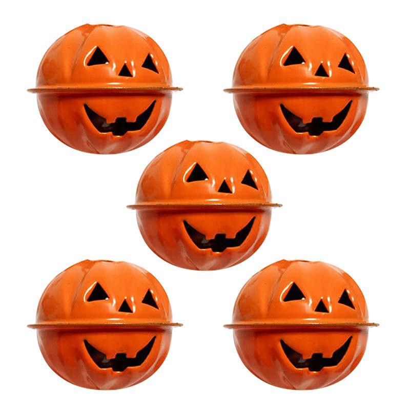 Set Of 5 Or 10 Charming Metal Halloween Pumpkin Bells For Enchanting Decor