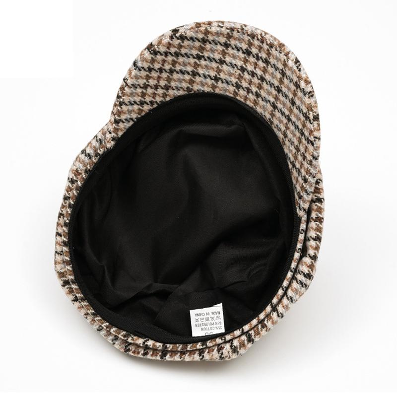 Vintage Herren Achteckige Kappe Damen Herbst Winter Warm Kariert Kunstwerk Kappe Baskenmütze