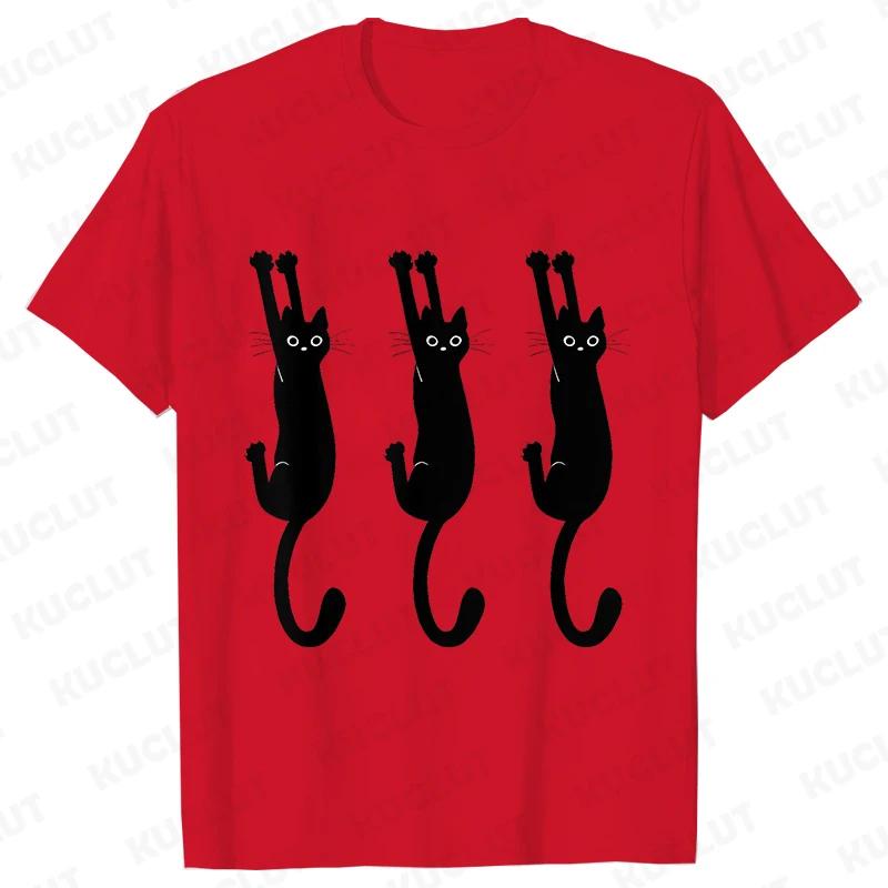 Funny Black Cat Unisex Tshirt Summer Harajuku Fashion Male Breathable Aesthetic Oversized Clothing Ulzzang Tees Graphic Y2k Tops
