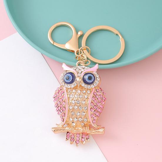 Schlüsselanhänger Anhänger 3D Cartoon Eule Design Funkelnde Strasssteine Eingelegt Emaille Flügel Schlüsselanhänger mit Karabinerhaken Schlüsselring Taschen Zubehör