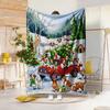 1pc Christmas Cute Dog Red Truck Snow Blanket, Soft and Skin-Friendly Winter Holiday Atmosphere Home Essential Flannel Blanket, Multiple Sizes Availab