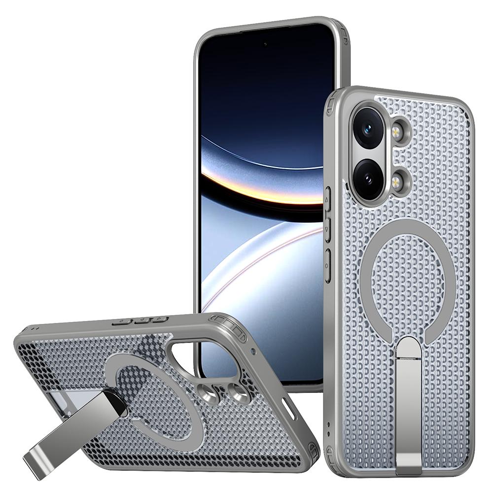 KEYSION Hollow Heat Dissipation Case for MagSafe for Xiaomi POCO X8 Pro Max Magnetic Cooling Hide Stand Shockproof Phone Cover