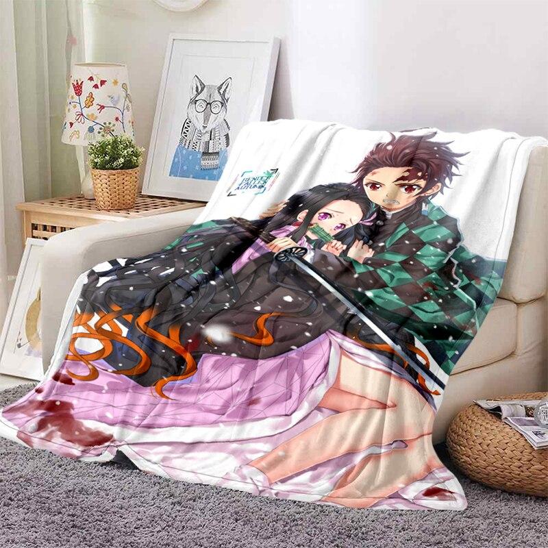 Demon Slayer-serien Tecknad filt Flanellfilt Supermjuk fleece filtar för sovrum Soffa soffa present till pojke flicka