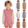 Unisex Special Needs Adaptive Clothing Sleeveless Back Invisible Zipper Press Button Crotch Striped Jumpsuit