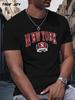 Black T-shirt with Red NEW YORK Graphic - Breathable Quick-Dry Shirt