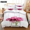Prachtige Bloemen Beddengoedset Dekbedovertrekset 3d Beddengoed Digitale Print Bedlinnen Queen Size Beddengoedset Modeontwerp