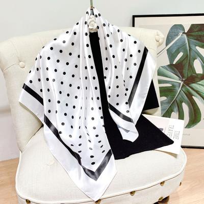 Tečkovaný čtvercový šátek pro ženy, hedvábný šátek, nákrčník, dámské vlasové pásky, čelenka, foulard, saténový hidžáb, šátek