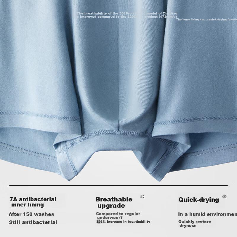 Bananain Silver Skin 301P Modal Men's Underwear, 10A Antibacterial Seamless Boxer Briefs with Cotton Gusset, Ice Silk Breathable Summer Shorts, 3-Pack