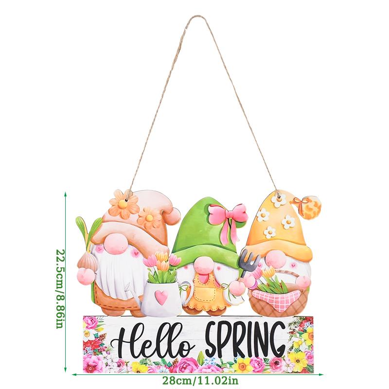 Easter Wooden Hanging Oranments Hello Spring Bunny Carrot Rabbit Decoration for Home Door Wooden Plaque Sign DIY Wreath Garland