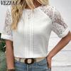 Women's Fashion Casual Summer Spring Solid Color Print Short Sleeve O-Neck Blouses & Shirts