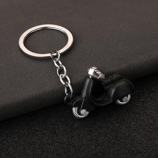 Keychain Pendant Motorcycle Charm Zinc Alloy Key Chain with Chain Buckle Retro Electric Donkey Scooter Design Key Holder