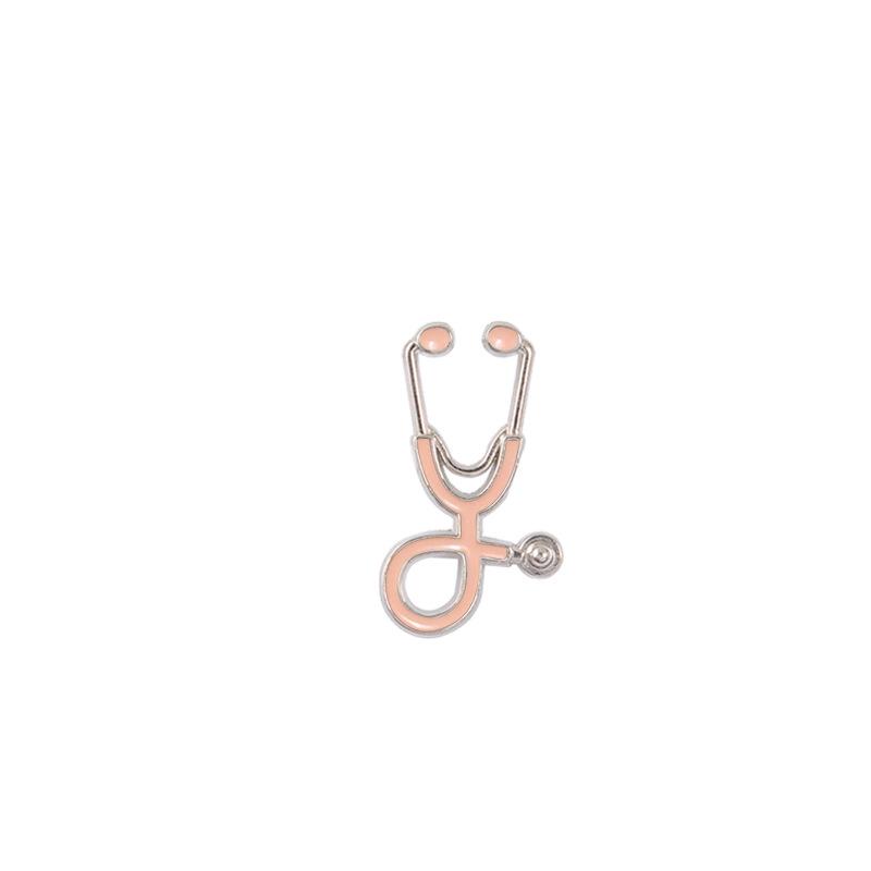 Minimalist Geometric Stethoscope Brooch: Colorful Alloy Pin with Silver Oil Drop Badge