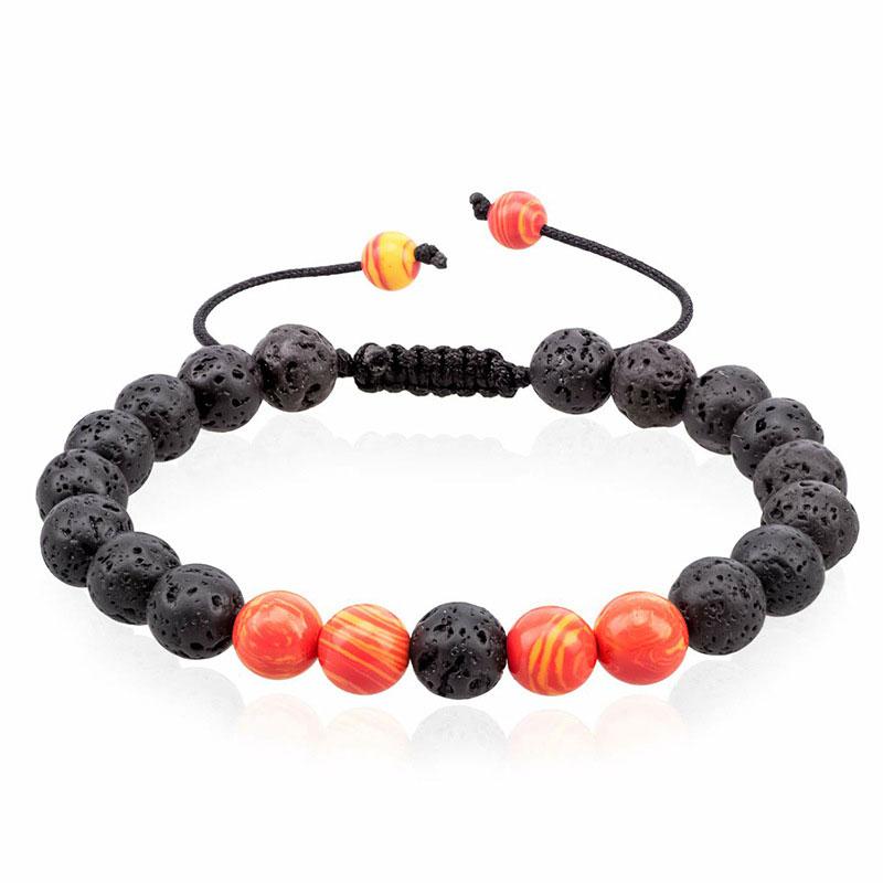 Zwarte Lavasteen Kroon Bedel Tijgeroog Kralen Armband Voor Mannen Vrouwen Gevlochten Armbanden Handgemaakt Verstelbaar Pulseira