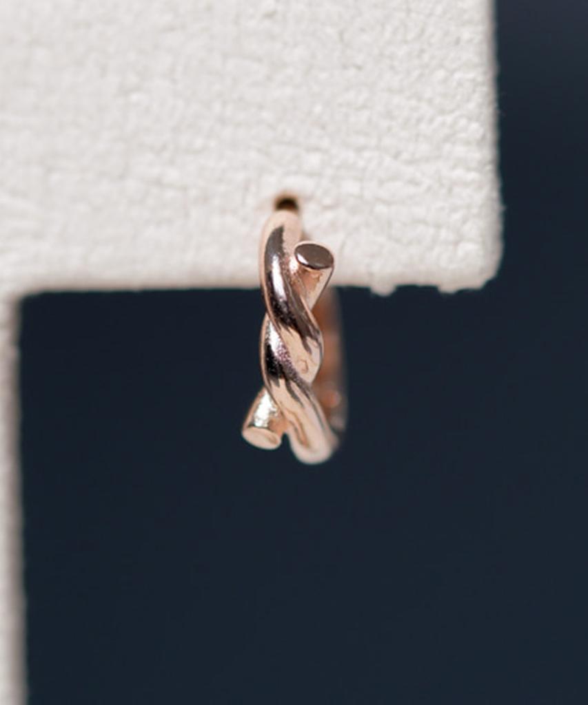 Alleun Silver 925 Twisted Mini One-Touch Ring Earrings