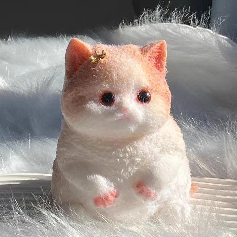Taba Squishy Cute Flocking Cat Fidget Toy Extra Large Sensory Stress Relief Toy For Kids Adults Anxiety Relaxation Squeeze Gift