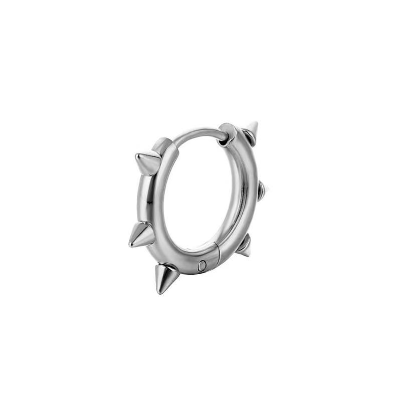 Boucles d'oreilles Punk en Acier Inoxydable à Bobine Conique - Boucles d'Oreilles Rondes Tendance en Fil de Fer