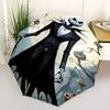 Jack Skellington, Ville d'Halloween Parapluie à Ouverture et Fermeture Automatiques - Design Pliant à 8 Baleines, Léger et Portable, Convient au Quotidien