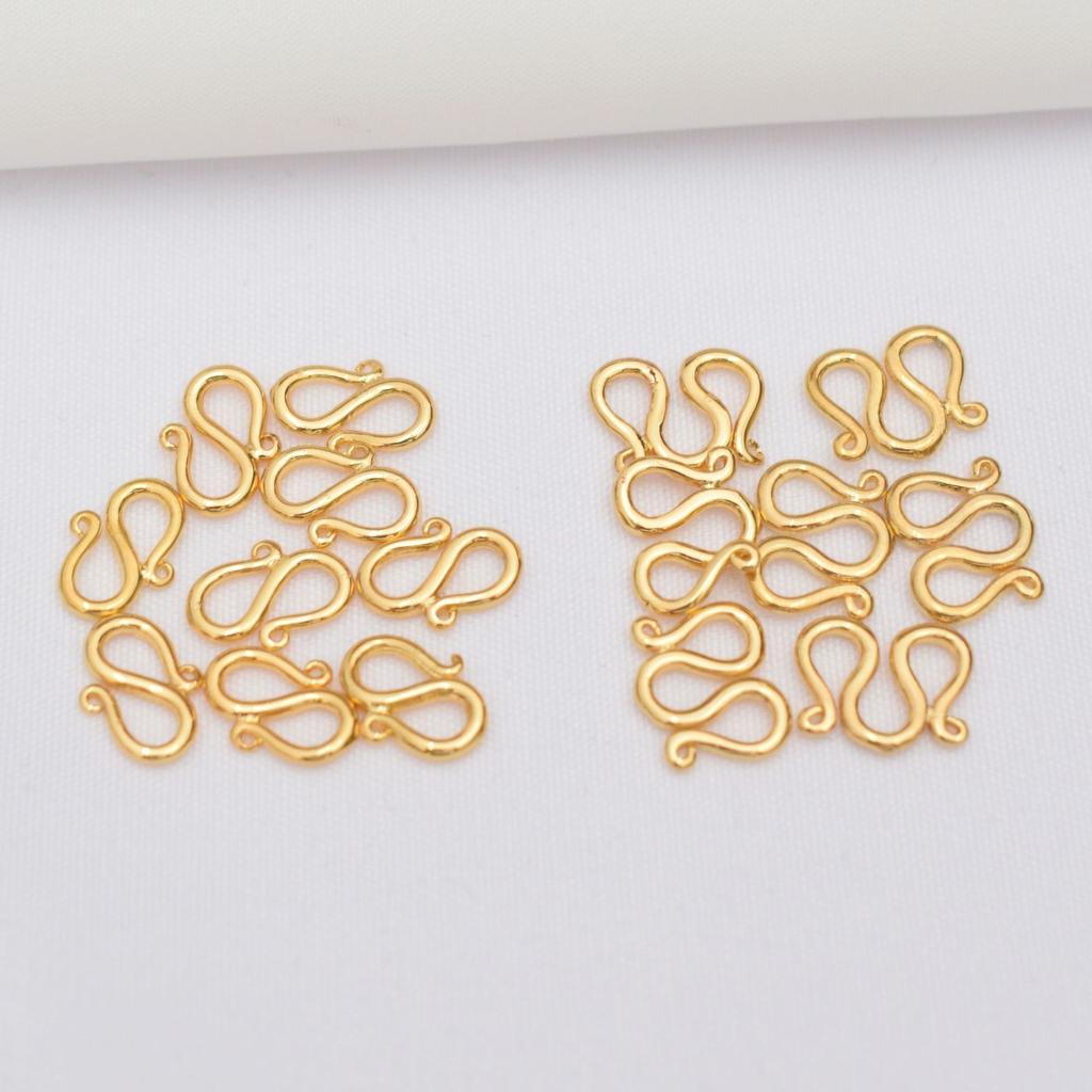 10pcs Non-Fading 24K Vacuum S Buckle W Buckle M Buckle Plus Ring Diy Jewelry Accessories Bracelet Necklace Anklet Connecting Buckle Copper Buckle