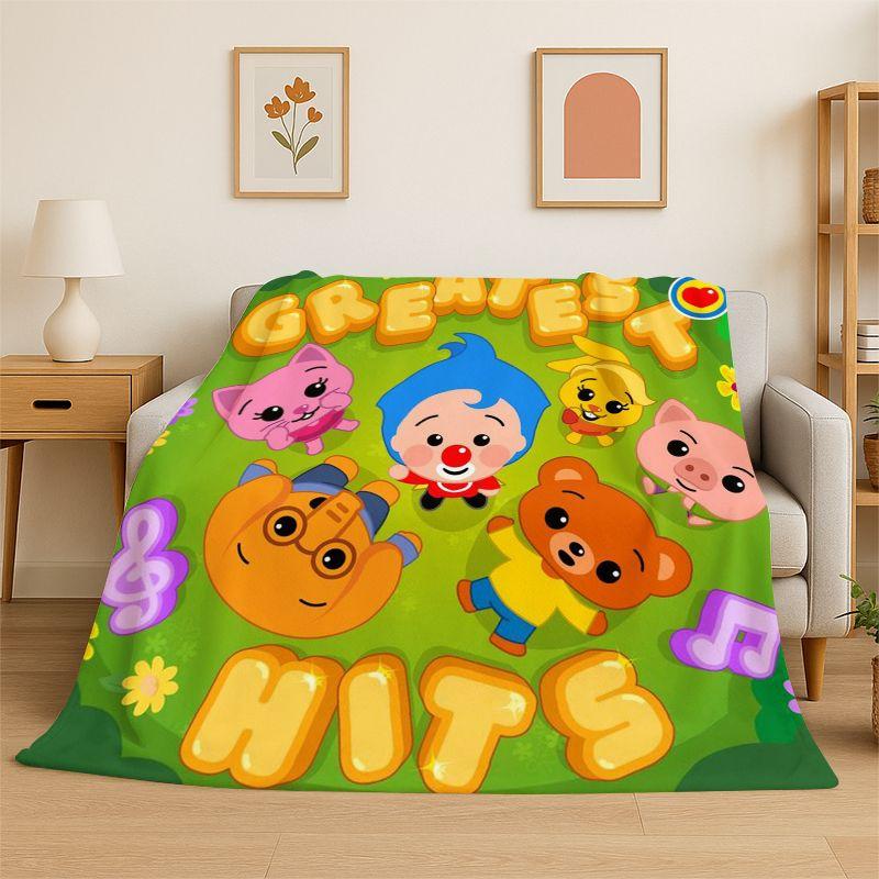 Pătură moale din flanelă drăguță plim plim cu desene animate, Pătură confortabilă pentru pat, Canapea, Sufragerie, Dormitor, Călătorii, Picnic, Copii, Camping