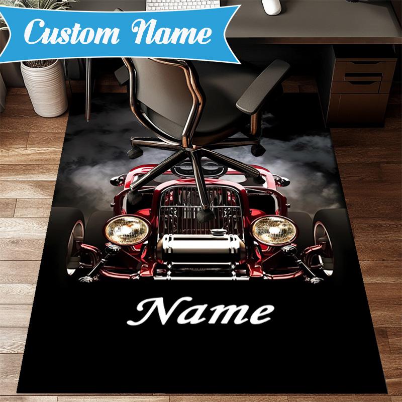 Custom Name School Bus Adventure Rug Game Carpet, Floor Mat for Bedroom Living Room Entryway Rug, Home Decor Idea Gift for Christmas Birthday