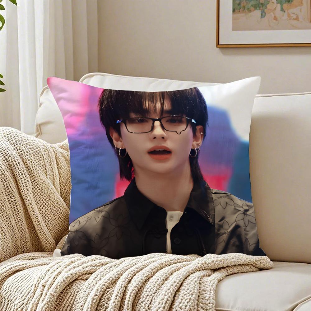 Person Idol HHyunjin Cushion Cover Pillowcase Antidustmite Living Room Sofa Decor Cushion Room