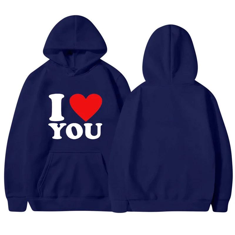 Cartoon Anime Paar Kapuzenpullover Europäische Größe Bedruckter Pullover Ich Liebe Dich Schriftzug