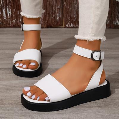 Zehenclip Römersandalen Damen Zehenset Überkreuzte Schnallenriemen Lässige Muffin Dicke Sohle Sandalen