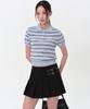 MUSINSA STANDARD WOMAN Multi-Stripe Knitted Polo Shirt [Sky Blue]