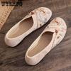 Women's Cloth Shoes Spring and Summer Flat Bottom Soft Sole Anti Slip Mother's Shoes Retro Ethnic Style Embroidered