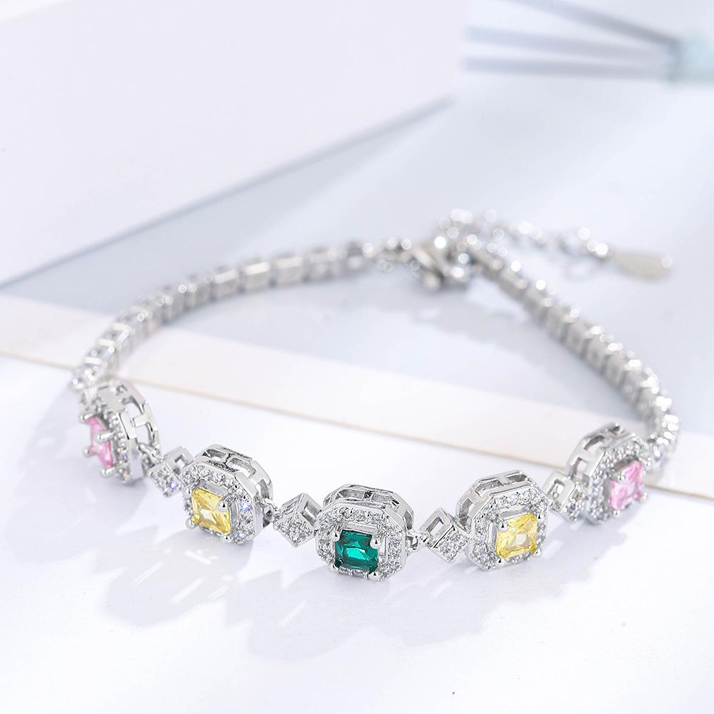 Nieuwe Kleurrijke Toermalijn Prinses Zirconia Armband Vrouwelijke Mode Handaccessoires