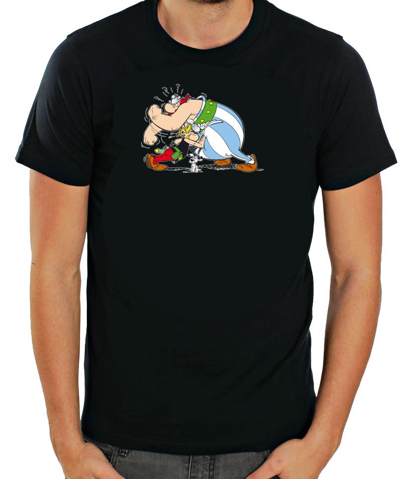 Asterix och Obelix Roliga Karaktärer Kortärmad Vit T-shirt Herr F066